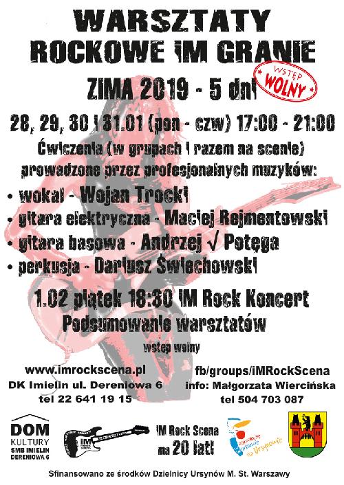 Warsztaty Rockowe iM Granie - ZIMA 2019